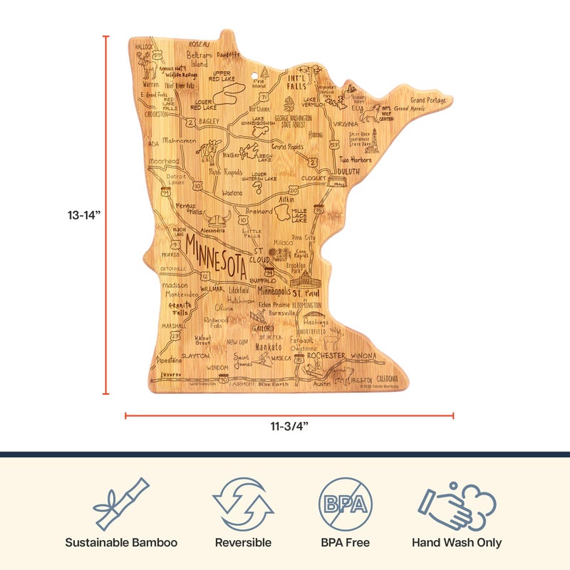 Totally Bamboo Destination Minnesota State Shaped Cutting Board, Charcuterie and Cheese Serving Board â€“ Minnesota Gift for Home DÃ©cor or Everyday Kitchen Use - Image 4